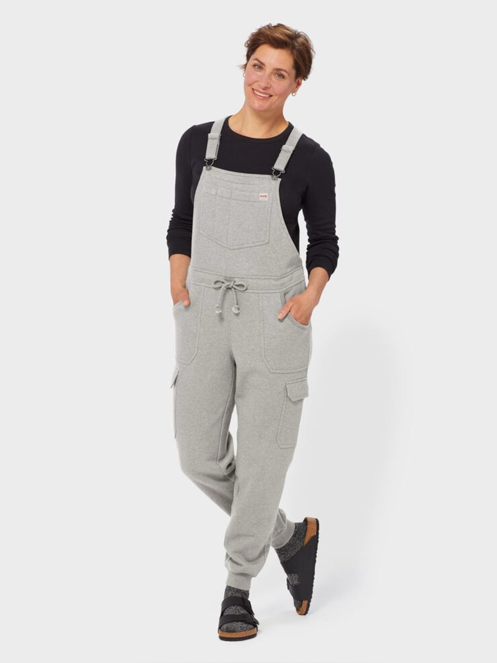 Duluth Women’s Souped-Up Sweats With Storm Cotton Overalls L Gray Heather EUC